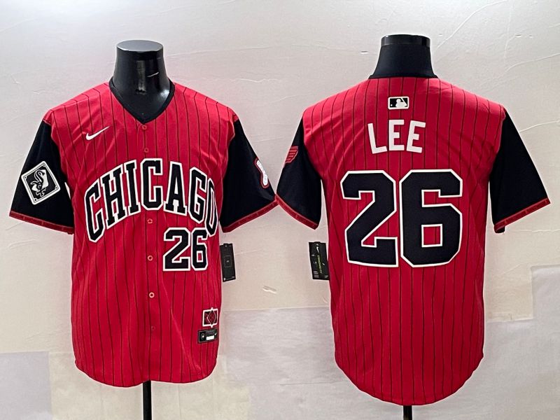 Men Chicago White Sox #26 Lee Red Stripe Joint Name Nike 2025 MLB Jersey style 33->chicago white sox->MLB Jersey